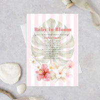 Baby in Bloom Palm Hibiscus Stripe Baby Shower