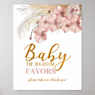 Baby in Bloom Pampas Favour Sign Floral