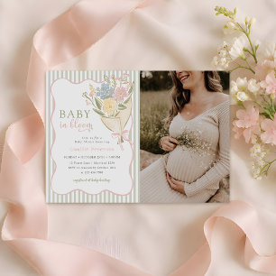 Baby in Bloom Pastel Floral Baby Shower Photo Invitation