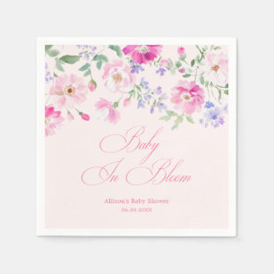 Baby In Bloom Pastel Pink Floral Baby Shower Napkin