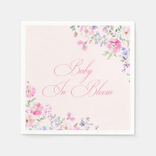 Baby In Bloom Pastel Pink Floral Baby Shower Napkin
