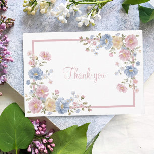 Baby In Bloom Pastel Wildflower Baby Shower Thank You Card