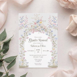 Baby In Bloom Pastel Wildflower Gender Reveal Invitation
