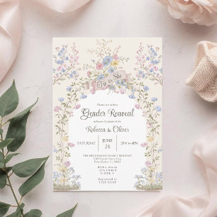 Baby In Bloom Pastel Wildflower Gender Reveal Invitation