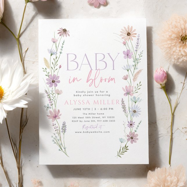 Baby in Bloom Pastel Wildflowers Baby Shower Invitation (Creator Uploaded)
