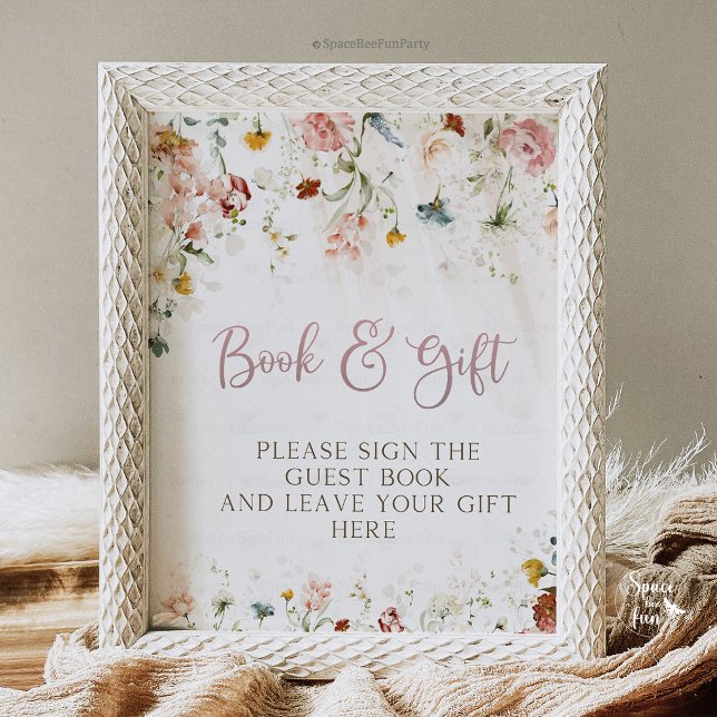 Baby in bloom  pedestal sign (baby in bloom, books and gifts sign, baby shower sign, floral baby shower, printable baby sign, baby)