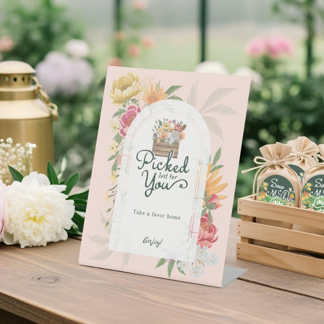 Baby in Bloom Picked For You Floral Garden Favour Pedestal Sign (Baby in Bloom Picked For You Floral Garden Favor Pedestal Sign)