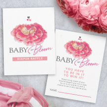 Baby in bloom pink baby shower diaper raffle