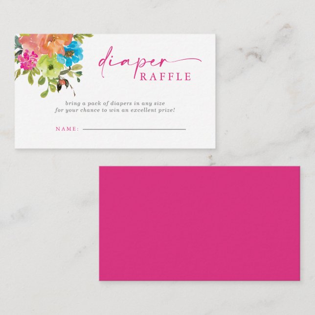 Baby in Bloom Pink Baby Shower Diaper Raffle Enclosure Card (Front/Back)