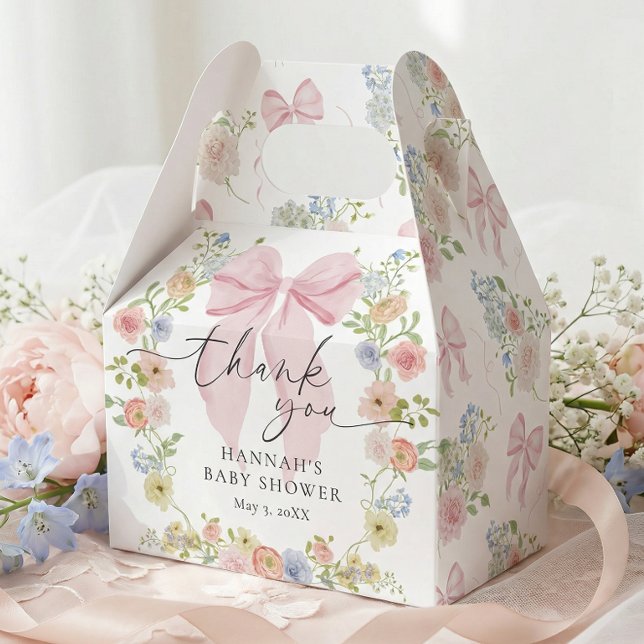 Baby in Bloom Pink Bow Baby Shower Favour Box (Creator Uploaded)