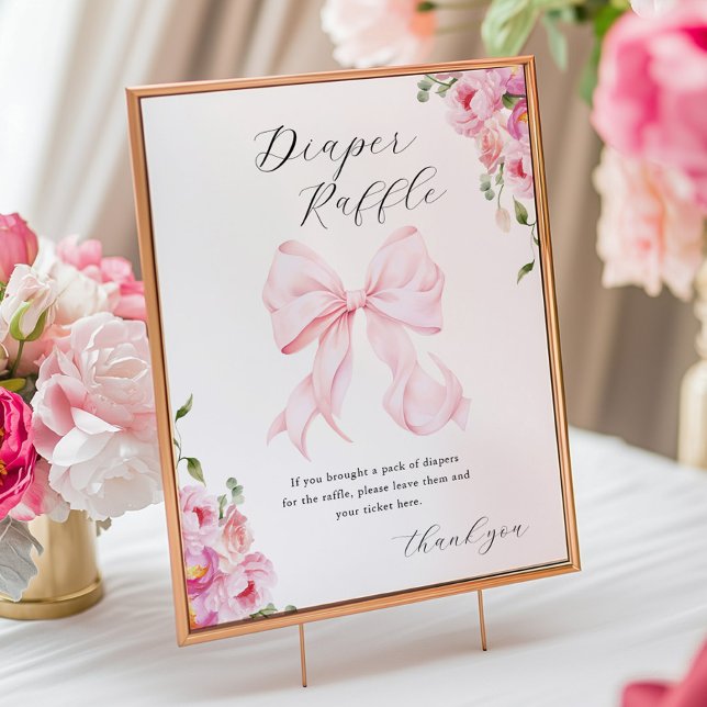 Baby in Bloom Pink Bow Diaper Raffle Poster (Creator Uploaded)