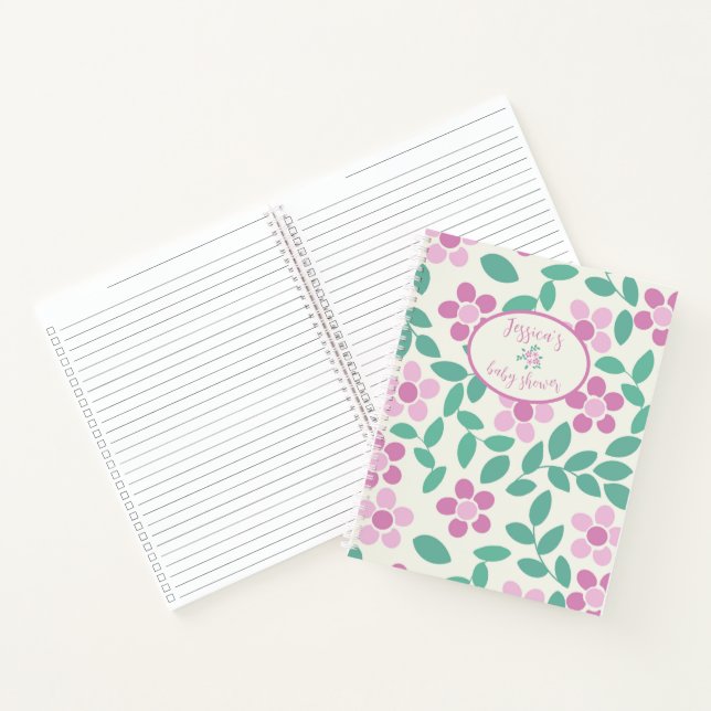 Baby In Bloom Pink Daisies Baby Shower Notebook  (Inside)