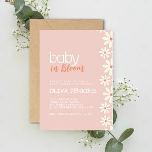Baby in Bloom Pink Daisy Baby Shower Invitation