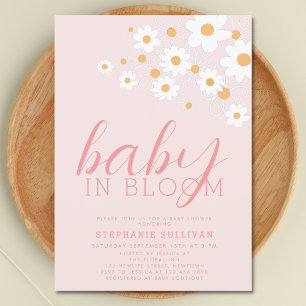Baby in Bloom Pink Daisy Baby Shower  Invitation