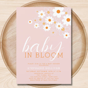 Baby in Bloom Pink Daisy Baby Shower Invitation