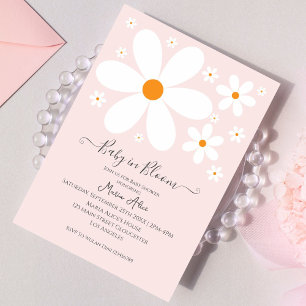 Baby in Bloom Pink Daisy Baby Shower Invitation