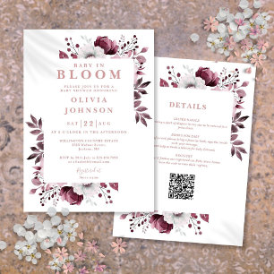 Baby In Bloom Pink Floral All In One Baby Shower Invitation