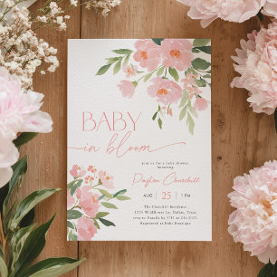 Baby in Bloom Pink Floral Baby Shower Invitation