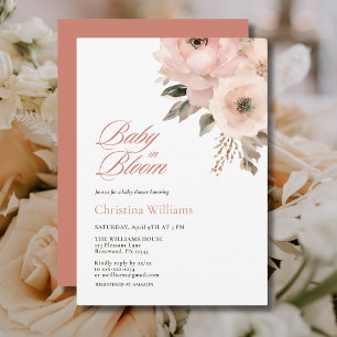 Baby in Bloom Pink Floral Baby Shower Invitation