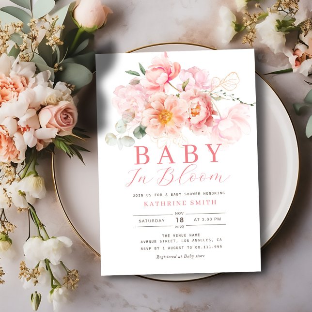 baby in bloom pink floral baby shower invitation (Creator Uploaded)