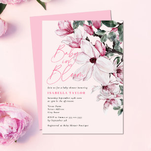 Baby in Bloom Pink Floral Baby Shower Invitation