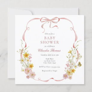 Baby in Bloom Pink Floral Baby Shower Invitation