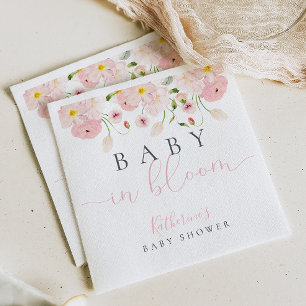 Baby In Bloom Pink Floral Baby Shower Napkin