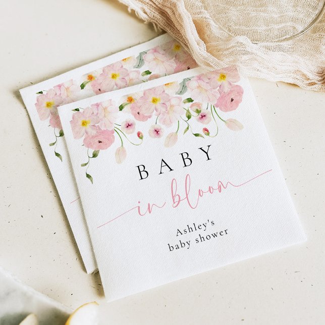 Baby In Bloom Pink Floral Baby Shower Napkins (Creator Uploaded)