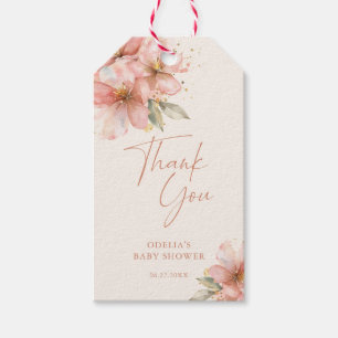 Baby In Bloom Pink Floral Baby Shower Thank You Gift Tags