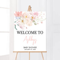 Baby in Bloom Pink Floral Baby Shower Welcome