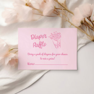 Baby In Bloom Pink Floral Bouquet Diaper Raffle Enclosure Card