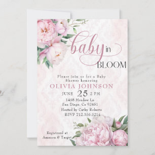Baby in bloom pink floral elegant Baby Shower Invitation