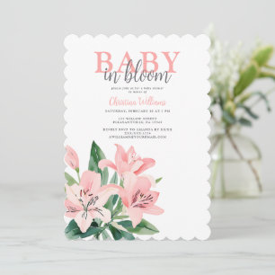 Baby in Bloom Pink Floral Girl Baby Shower Invitation