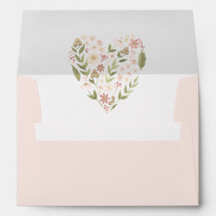 Baby in Bloom Pink Floral Heart Girl Baby Shower Envelope
