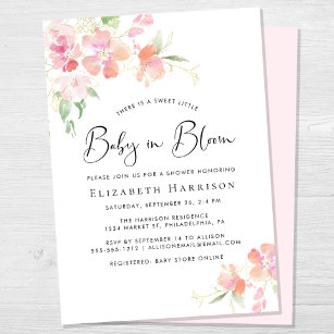 Baby in Bloom Pink Floral Shower Invitation