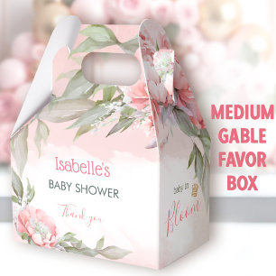 Baby In Bloom Pink Girl Baby Shower Medium Gable Favour Box