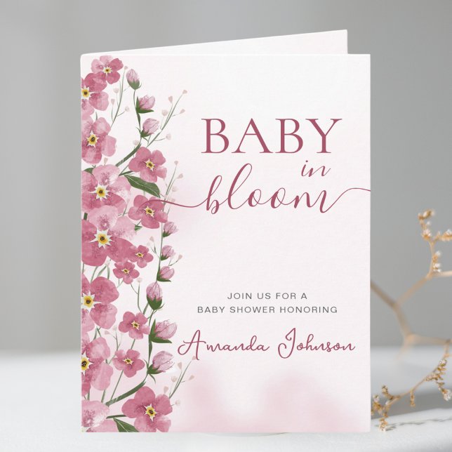 Baby in Bloom Pink Girl Floral Shower  Invitation (Creator Uploaded)