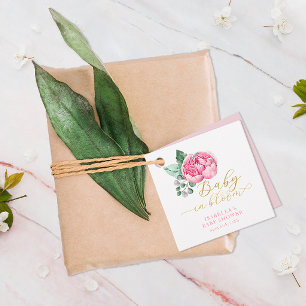 Baby In Bloom Pink & Gold Floral Baby Shower Favou Favour Tags