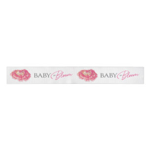 Baby in Bloom pink gray baby shower  Grosgrain Ribbon