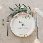 Baby in Bloom | Pink & Peach Floral Baby Shower Paper Plate<br><div class="desc">Add a fun and festive touch to your celebration with personalised paper plates for baby showers, birthdays and other parties. With your table décor being one of the most prominent elements in the look of your event, consider using personalised plates for a signature detail to complete any concept. Add your...</div>
