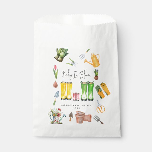 Baby In Bloom Pink Rain Boots Gardening Favour Bags (Front)