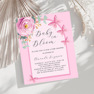 Baby in Bloom pink rose butterfly arch Baby Shower