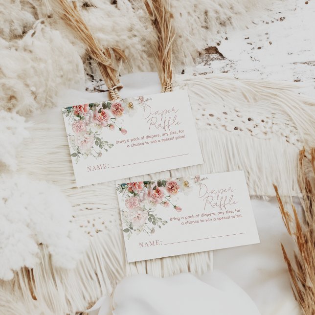 Baby in Bloom Pink Roses Floral Girl Baby Shower  Enclosure Card (Creator Uploaded)