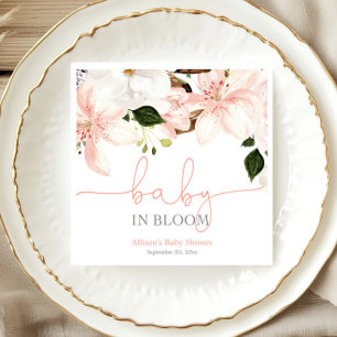 Baby in Bloom pink white floral lilies Napkin