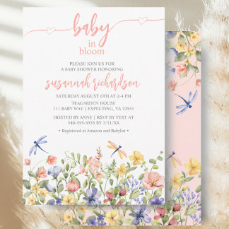 Baby in Bloom Pink Wildflower Baby Shower Invitation