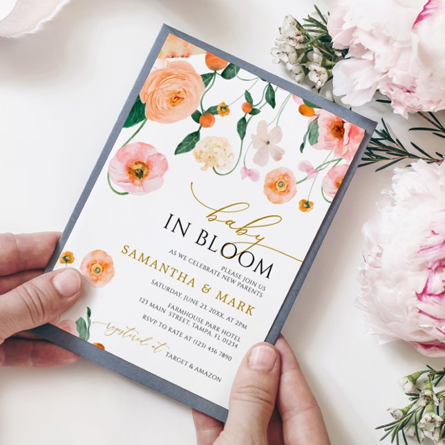 Baby in Bloom Poppies Flowers Shower Invitation (Creator Uploaded)