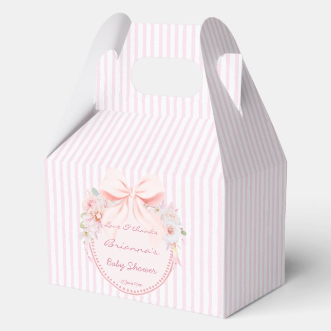 Baby in bloom preppy bow baby shower custom favour box (Front)
