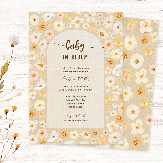 Baby in Bloom pressed flowers Invitation (Creator Uploaded)