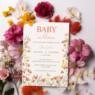 Baby in Bloom Pressed Wildflower Girl Baby Shower Invitation
