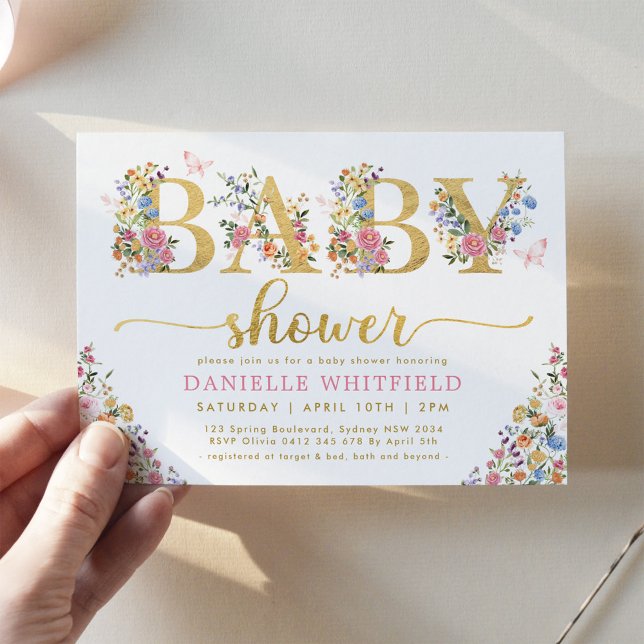 Baby in Bloom Pretty Wildflower Garden Shower Invi Invitation (Creator Uploaded)